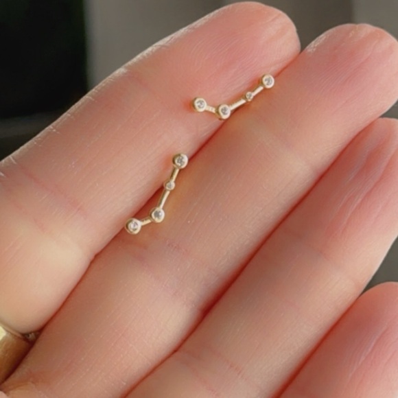 24k Gold Vermeil Aries Constellation Stud Earrings - Picture 12 of 14